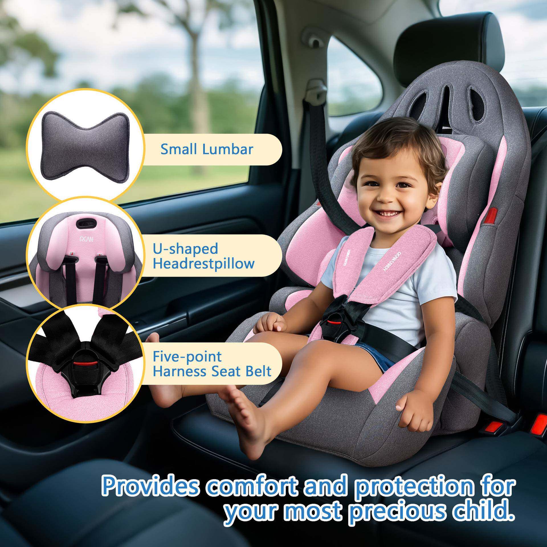 货9个月~21岁三RA-G合一儿童安全椅汽车用简易现座可折叠头枕多档