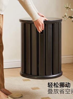 实木圆凳ltao1014可叠放组合茶凳家乐用客厅板凳新中式叠叠黑色子