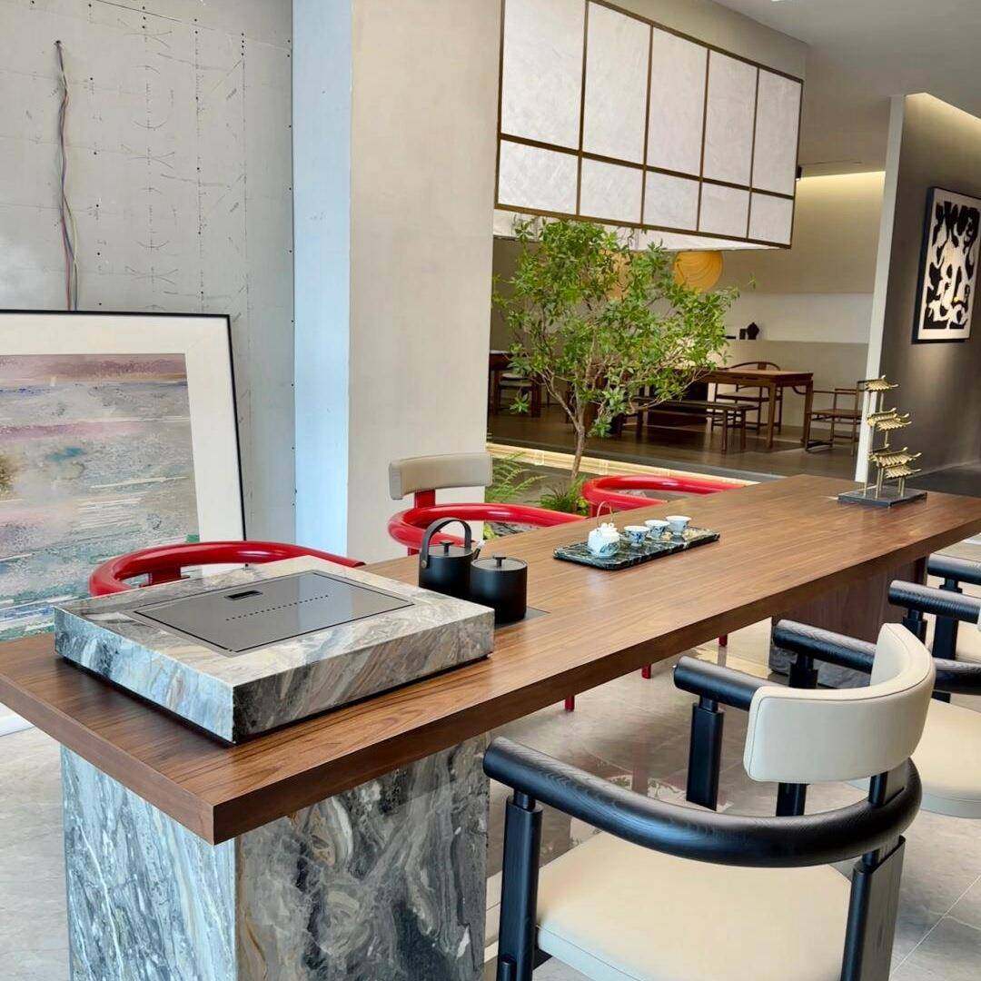 式北美黑胡桃木代岩学板岛台茶桌椅现宋美茶TSF室轻奢泡茶家具,商业/办公家具,茶台/茶桌,淘宝优惠券,粉丝福利购,淘宝优惠卷