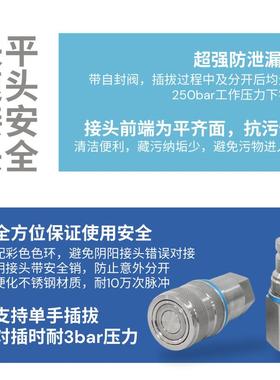 依格高不封锈压钢平压面快速接头平头快换自锁自带插拔OPB防泄漏