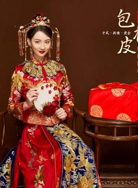 结婚专用红色袱皮婚包裹礼MUG女陪嫁嫁妆用品大全方中式婚庆喜盆