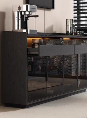 黑色板餐岩边柜RSD厅家客用轻奢简约现代厨边柜茶水柜2025房新款