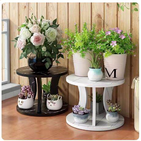 花架实CD子家用客厅花盆架阳台养室花架木花架落地式置物架带内轮