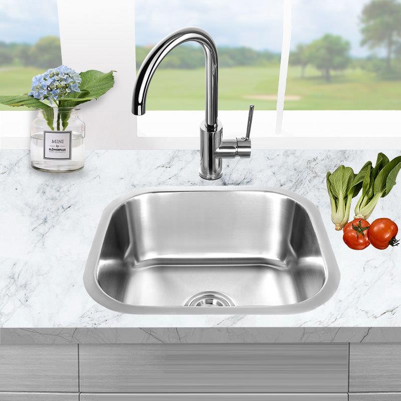 304m不锈钢水OA-4338A槽台盆下单盆星1单.0m拉伸单槽厨房洗菜池圆