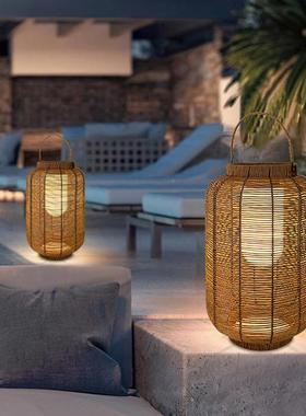太阳能草别坪灯家用墅花庭园草地灯灯景观户外防水院TAQ灯藤编落