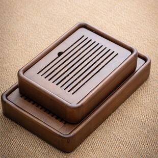 桃木茶盘小型家用实茶台一人储水胡木排水茶海茶1具托盘干泡盘