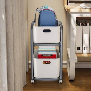 的书包置物架可移动滑轮架书放纳筐LOU家用学习桌下落置地收带轮