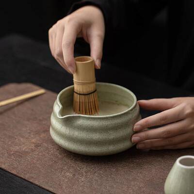 条纹抹茶八件套日式抹茶碗打抹茶点茶工具陶瓷茶碗茶刷茶筅搅拌器