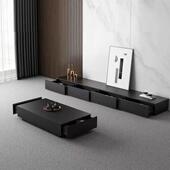 电视柜家具用意式 极简黑色现木木森斯64质小户型代茶几电视柜落家