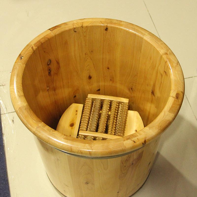 40cm香木/实柏木边木桶成人家用熏蒸泡脚保温桶摩高圆洗脚按盆