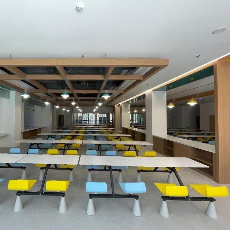 堂餐桌椅学校公司单位饭堂员工人小连体早餐厅STCZ-010吃快饮餐岩