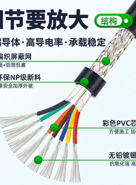 4UL246蔽线234567DWV带89芯编织铝箔屏屏蔽线信号线缆