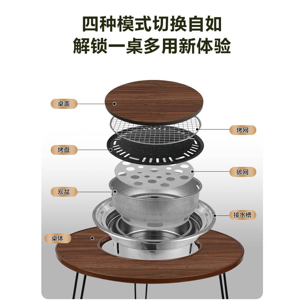 户外烧烤炉家用无烟烧烤便携折叠烧烤桌木炭烤肉野外庭院围炉煮茶