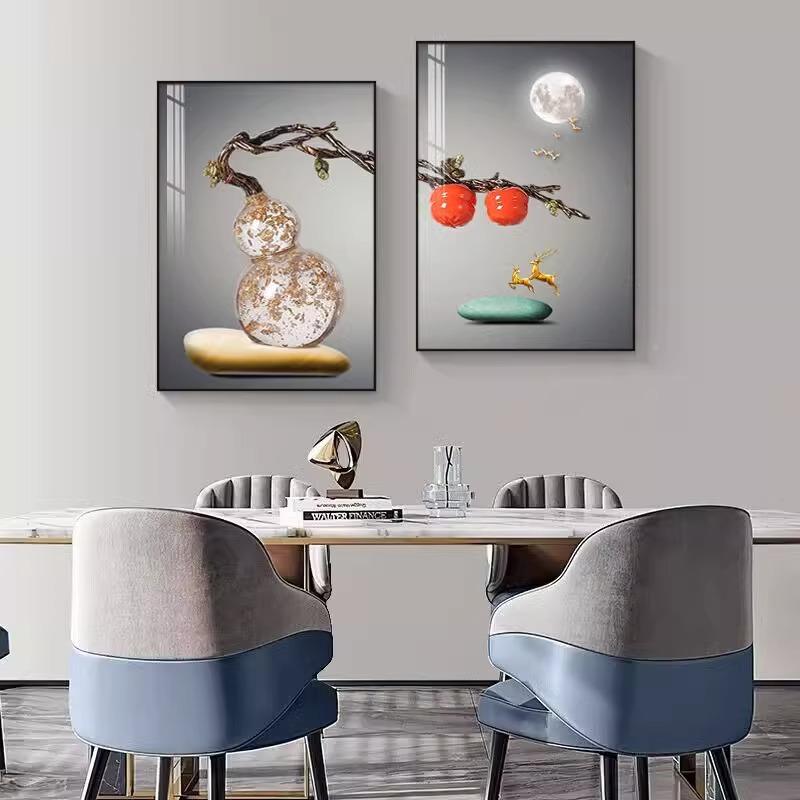 壁现代简约餐厅装饰画轻奢艺术个性饭厅挂客画厅桌画餐厅两WKR联图片