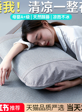 夏季凉席枕头套一对装枕席成人夏天单人家用48cmx74cm藤席枕芯套