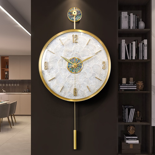 2022新款贝壳挂钟客厅装饰家用时钟挂表网红创意挂墙钟表