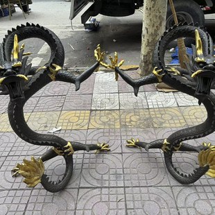 黄铜五爪龙招财摆件紫铜鎏金汉龙立龙祥龙客厅店铺开业礼品