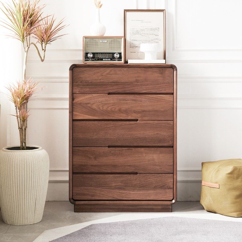 北美黑胡桃木五斗柜储物柜简约现代实木收纳柜抽屉柜客厅卧室边柜,住宅家具,斗柜,淘宝优惠券,粉丝福利购,淘宝优惠卷