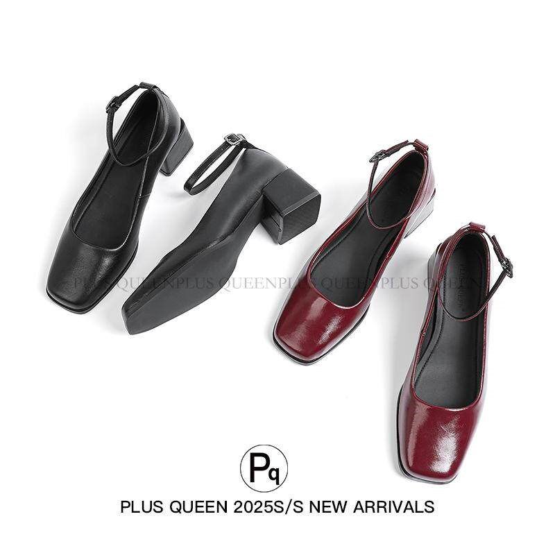 PLUS QUEEN宏蓝 37-44码row风加宽玛丽珍高跟单鞋
