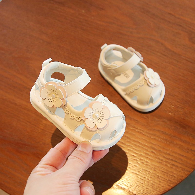 夏季婴儿凉鞋包头一岁女宝宝v叫叫鞋子夏款6-12月婴幼儿学步鞋幼