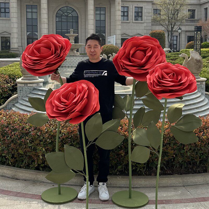 婚庆巨型立体玫瑰纸花艺婚礼大玫瑰道具美陈摆件网红橱窗布置装饰