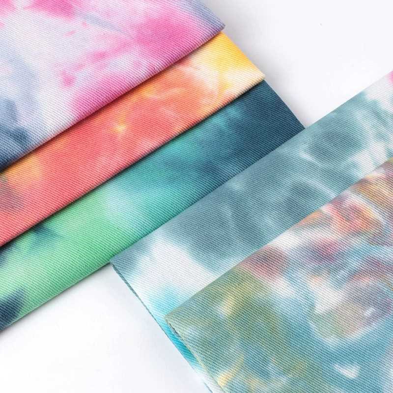 【折扣价】优质斜纹水洗扎染布料抽象彩色渐变涤棉面料水彩晕染背