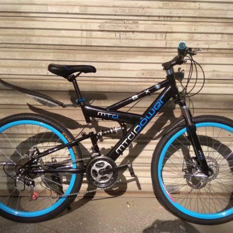 前后双减震双碟h刹山地自行车带后座可带人变速单车男女学生(高)