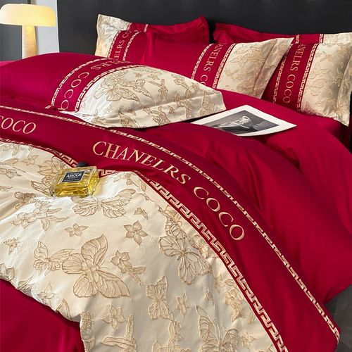 新疆长绒棉结婚四件套提花被套全棉床单被套纯棉中式婚庆床上用品