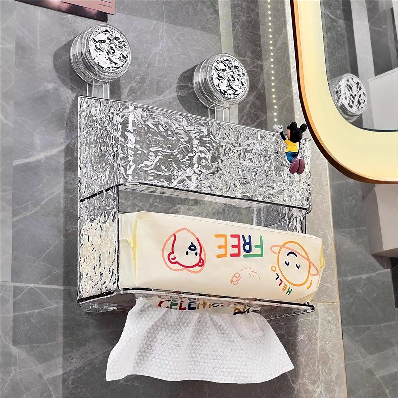 双吸盘废弃二次利用洗脸巾收纳盒壁挂卫生间浴室洗手台双层置物架,收纳整理,洗脸巾收纳盒,淘宝优惠券,粉丝福利购,淘宝优惠卷