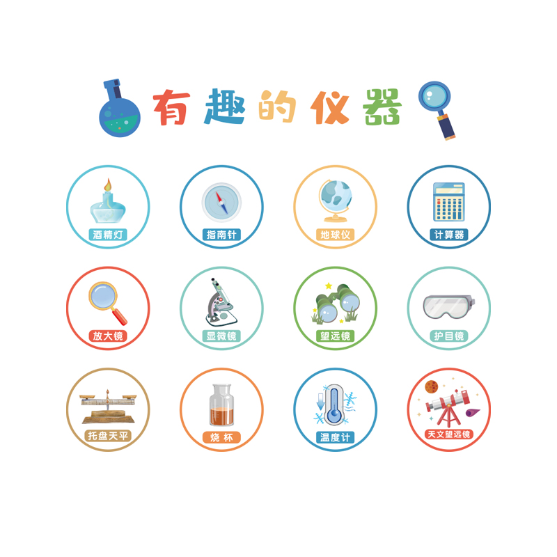科技学区实验教室墙面装饰仪器贴纸画环创主题布置幼儿园班级文化