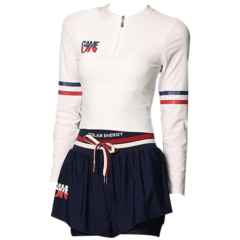 泳衣女保守分体长袖防晒平角显瘦2024新款夏季游泳馆专用专业训练