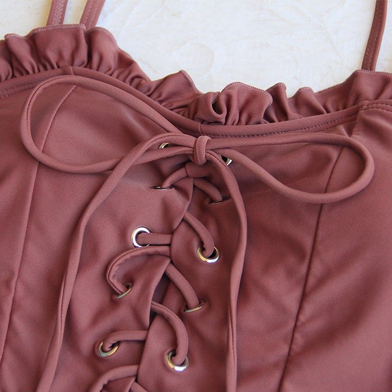 游泳衣女分体式三件套2024新款保守小个子可爱日系小胸泡温泉泳装