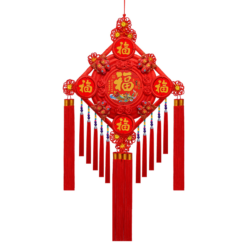 新款中国结挂饰桃木挂件福字五福大号客厅门上玄关背景墙装饰