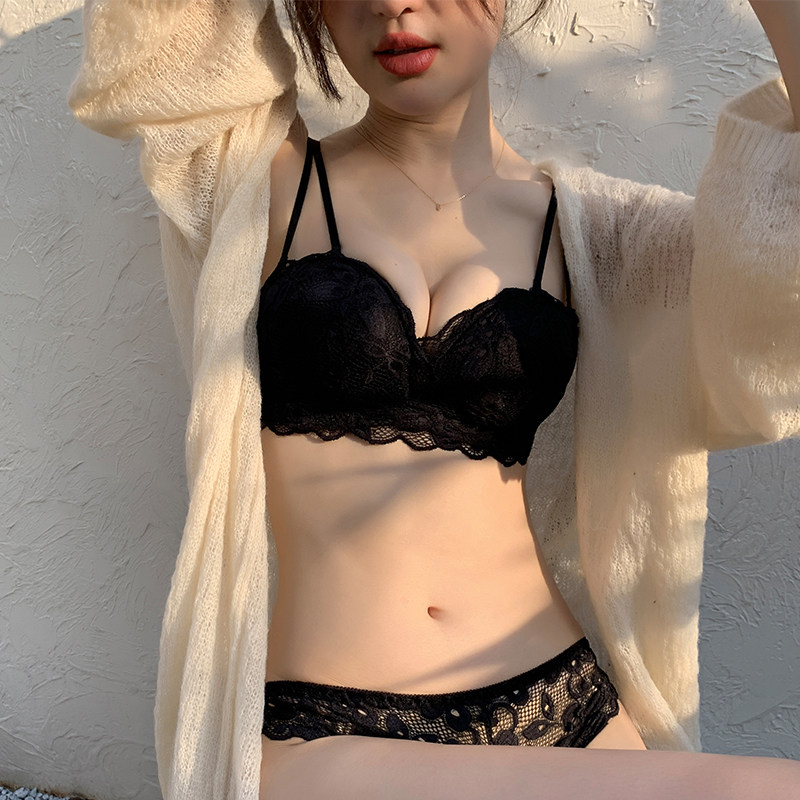 AA杯内衣套装女小胸聚拢半杯掌托防滑胸罩平胸专用显大无钢圈文胸