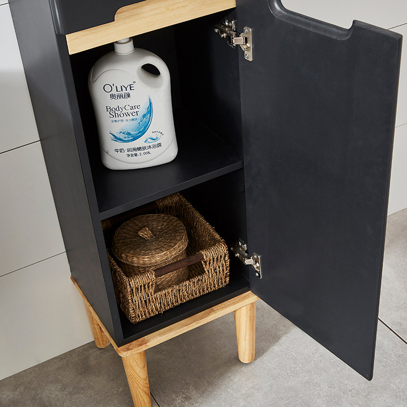新款橡木浴室边柜实木落地边柜简约现代置物架高柜化妆室收纳储物