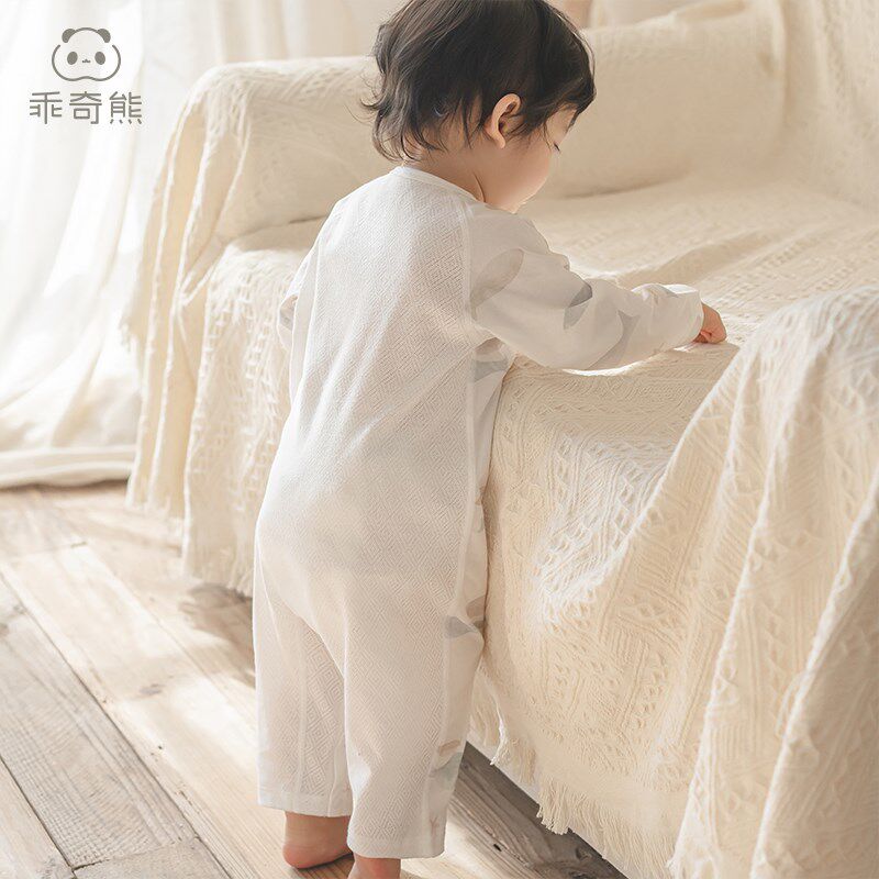 【轻氧棉】男女宝宝连体衣夏季薄款长袖空调服婴儿凉感哈衣爬爬服