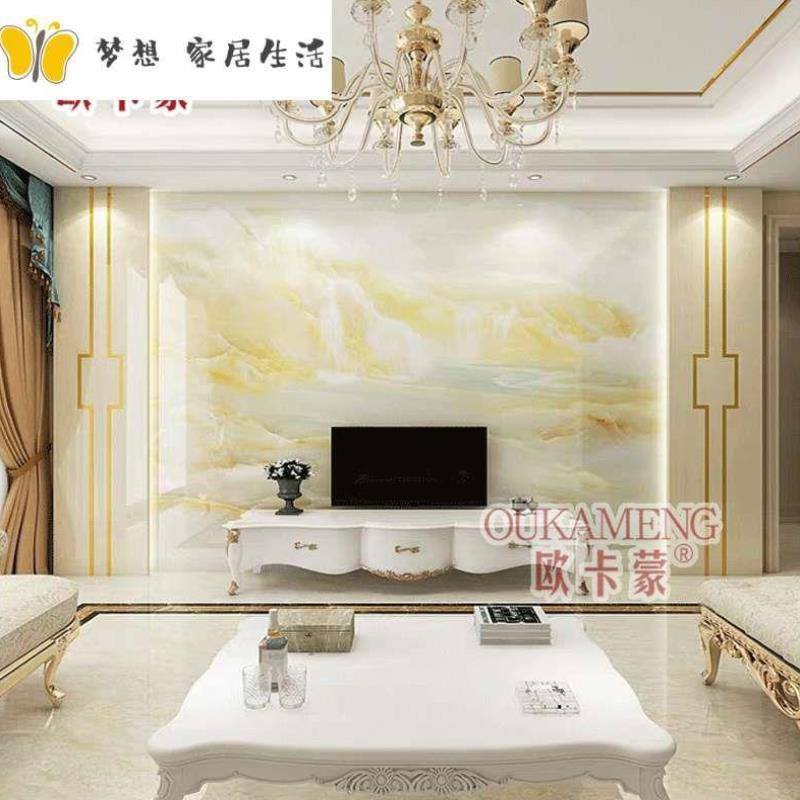 瓷砖背景墙高温微晶石艺术欧式客厅造型大理石V电视影视墙砖