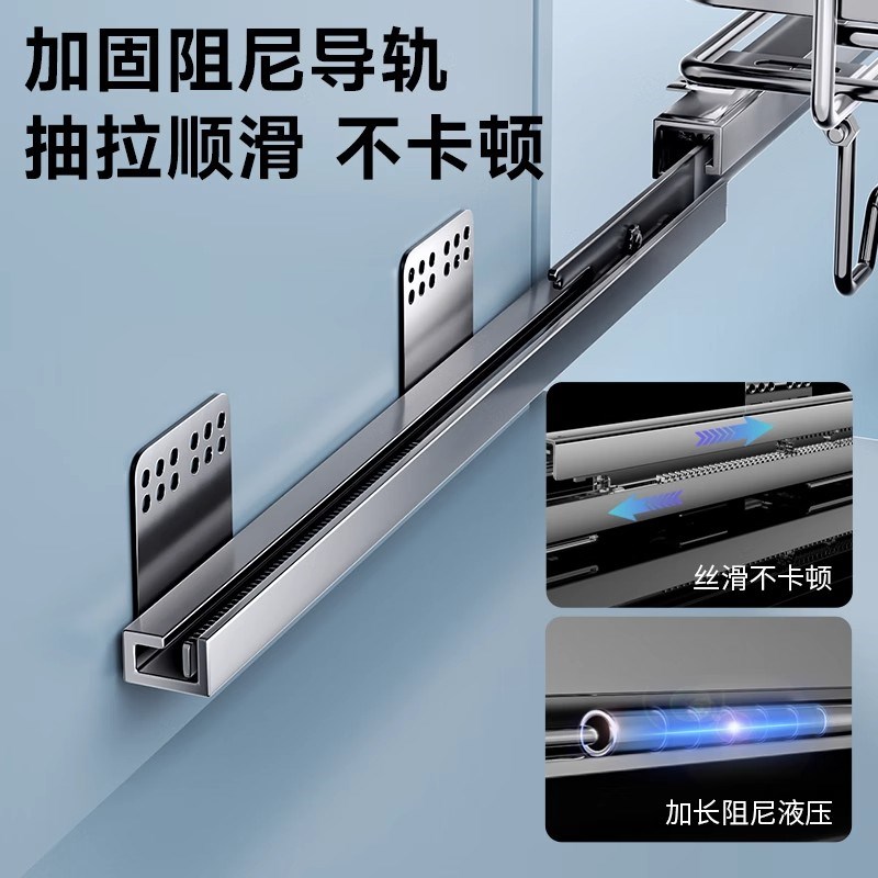拉篮厨房橱柜双层抽屉式碗篮碗架放碗筷厨柜收纳碗柜内置碗碟深柜
