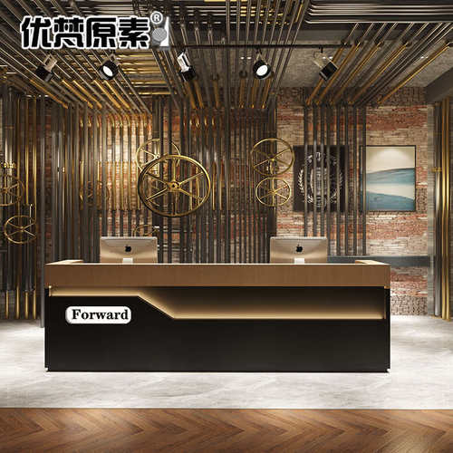 收银台定制商用理发店接待台台球店前台工业风柜台烧烤店酒吧吧台