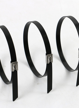 新款销304包塑不锈钢PVC自锁扎带金属扎带船用扎带55350绑带 电缆