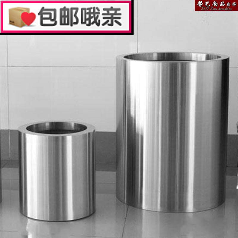 不锈钢花瓶/大花盆 花器金属花盆套 别墅酒店机场可定做圆形花钵