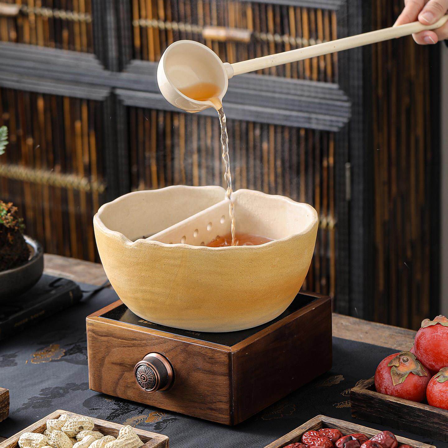 粗陶古法围炉煮茶器碗木炭烤火煮茶壶黑晶炉家用泡茶壶套装养生茶