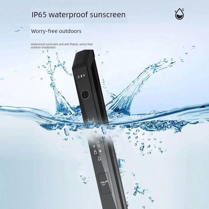 全自动断桥铝门庭院门防水3D人脸识别户外智能锁指纹铝合金推拉锁