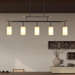 新中国风宋氏设计书房吊灯可达豪华全铜大理石茶室吧台收银禅条灯