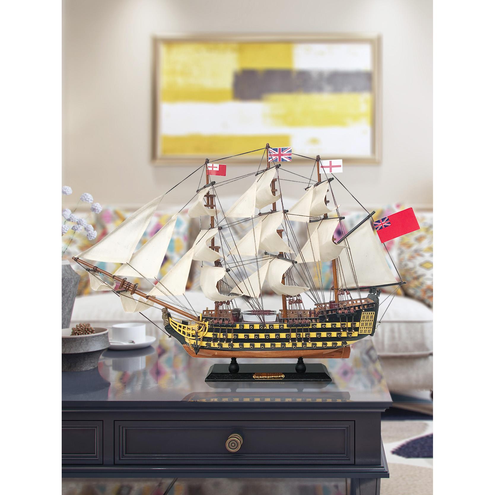 实木帆船模型地中海风格胜利五月花顺利航行斯堪的纳维亚家庭装饰