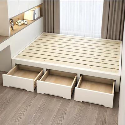 实木榻榻米床无床头家用小户型儿童带储物抽屉加密加厚静音排骨架