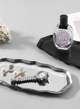 轻奢不锈钢大波浪形金属首饰托盘ins风化妆品桌面收纳香薰饰品盘