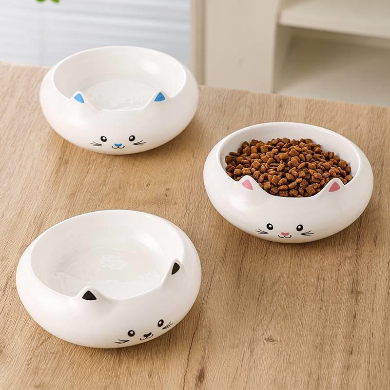 猫碗陶瓷护颈高脚猫粮碗奶呼呼双碗水碗猫咪喝水食盆狗狗碗防打翻