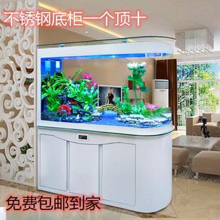 定制玻璃子弹头水族箱智能屏风隔断家用底过滤静音金鱼缸热弯