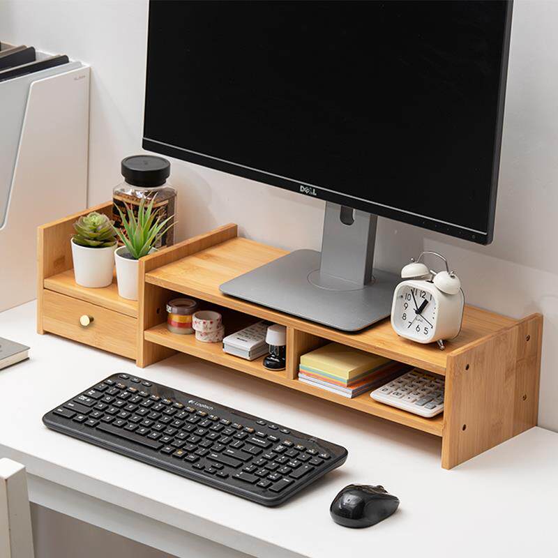 竹庭电脑增高架桌面收纳楠竹托架底座显示屏增高架托架显示器架子